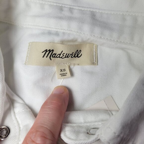 Madewell Women White Cotton Demin Button-Up Short-Sleeve Shirt Size XS - Picture 2 of 5